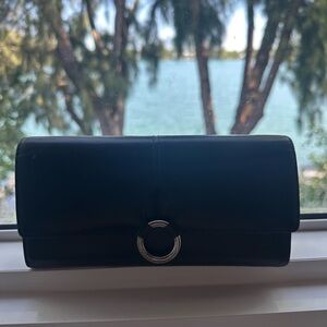 Furla Black Clutch with Silver Hardware